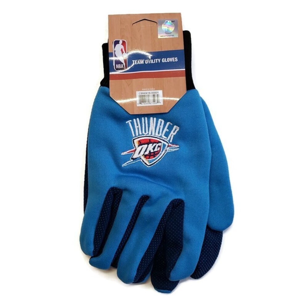 NBA Oklahoma City Thunder Colored Palm Work Garden Utility Gloves Blue by FOCO - Picture 3 of 3